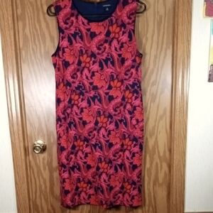 Lands End, Sleeveless Dress - Pink and Navy, Office Wear, Summer Party, Reunion,